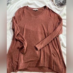 LOFT Brick Red V-Neck Sweater